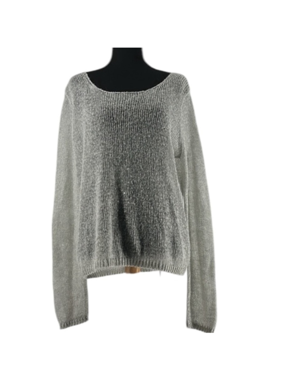PJ Salvage Gray Wool Blend Long Sleeve open Knit Tight Pullover Sweater Sz Large